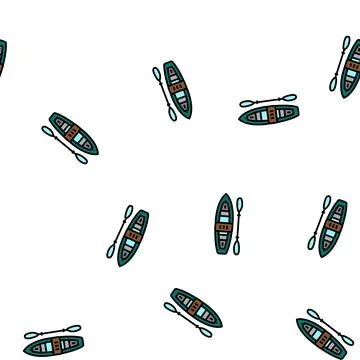 Kayak boat vector seamless pattern 스톡 일러스트