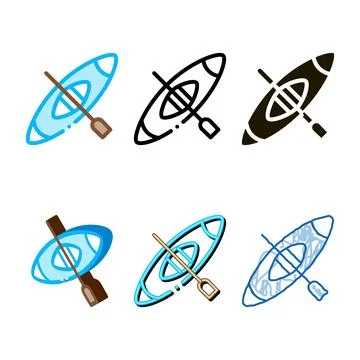 Kayak canoeing styles icon vector Stock Illustration