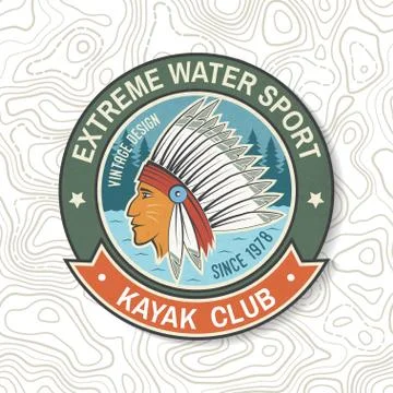 Kayak club. Vector. Concept for patch, badge, print, stamp or tee. Vintage Stock Illustration