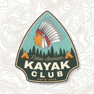 Kayak club. Vector. Concept for patch, badge, print, stamp or tee. Vintage Stock Illustration