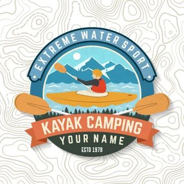 Kayak club. Vector. Concept for patch, badge, print, stamp or tee. Vintage Stock Illustration