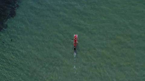 Kayak coast, exploring the coasts, bird's eye view Stock Footage 143037591