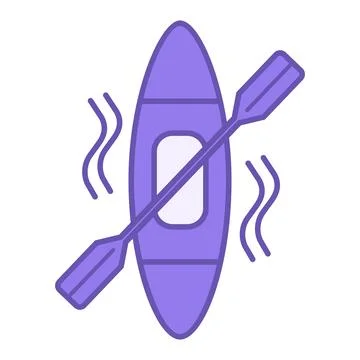 Kayak Color Icon. Vector Icon of Rowing Boat with Oar. Camping and Sports C.. Stock Illustration