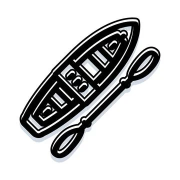 Kayak with double bladed paddle vector icon Illustrazione stock