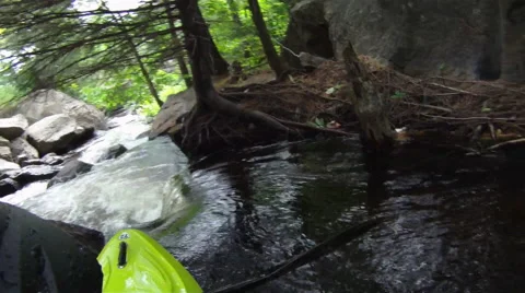 Kayak down a cascade POV Stock Footage 63924070