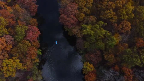 KAYAK FALL LEAVES Stock Footage 195388116