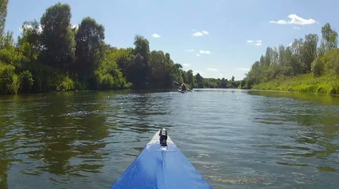 The kayak floats down the river Stock Footage 55081626