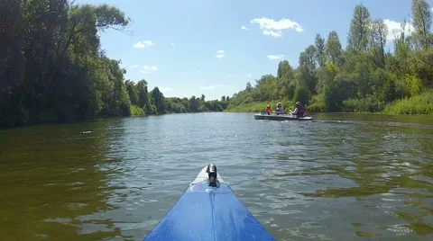 The kayak floats down the river Stock-Footage 55081635