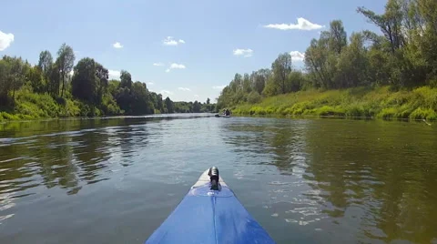 The kayak floats the river Stock Footage 50959800