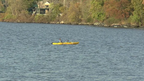 Kayak On The Hudson River Stock Footage 121673449