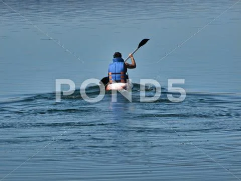 Kayak on inland hydroelectirc lake furnas Stock Photos