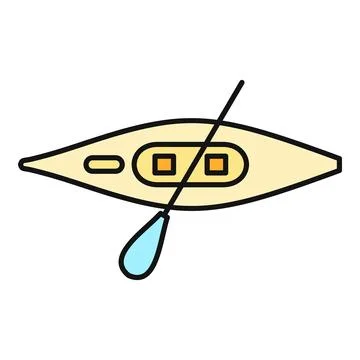 Kayak with paddle top view flat color icon Stock Illustration