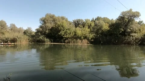 Kayak with people sailing along the river. Stock Footage 140095038