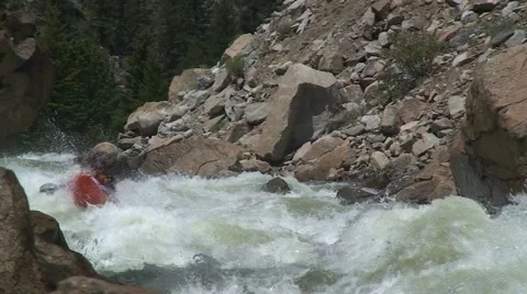 Kayak raging through Rapids Vídeo Stock 54595572