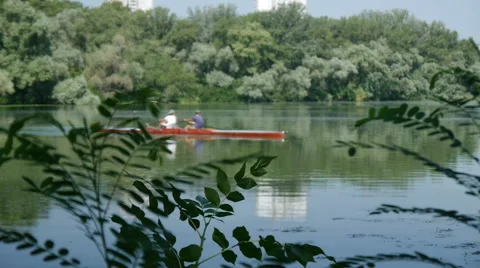 Kayak sailing on the river Stock Footage 66552458