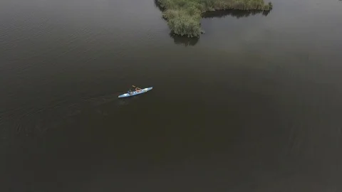 Kayak sailing on the river Stock Footage 111637121