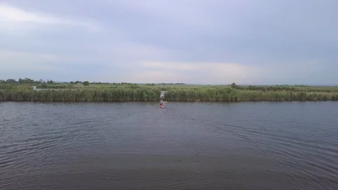 Kayak sailing on the river Stock Footage 111754401