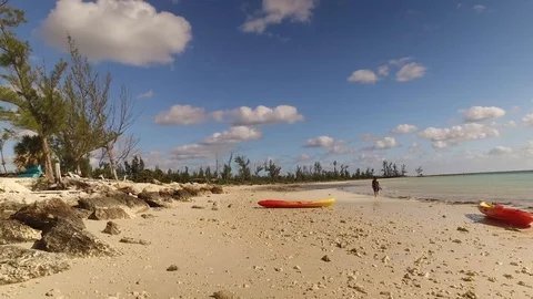 Kayak Sting Ray Beach Freeport Bahamas Stock Footage 99521338