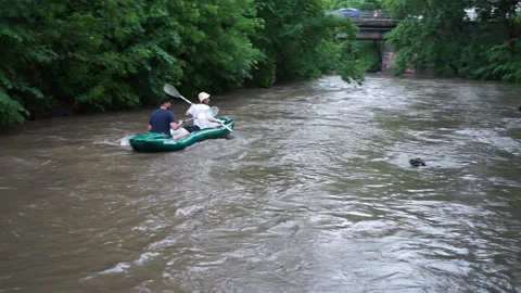 Kayak  in a stream of water. Stock Footage 166721867