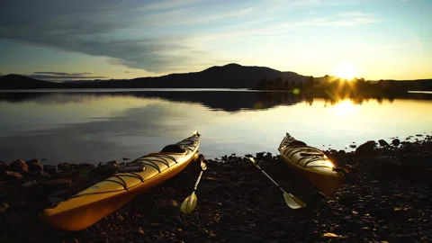 Kayak sunset Stock Footage 132051557