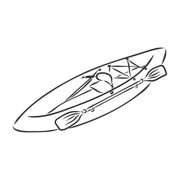 Kayak vector sketch on a white background Stock Illustration