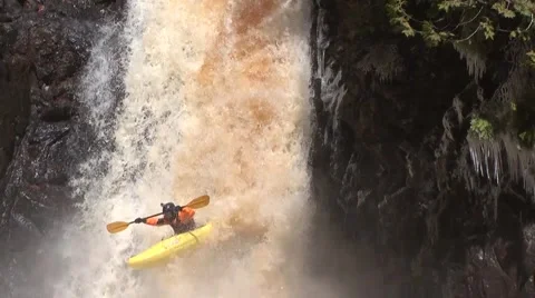 Kayak Waterfall Video stock 44726485