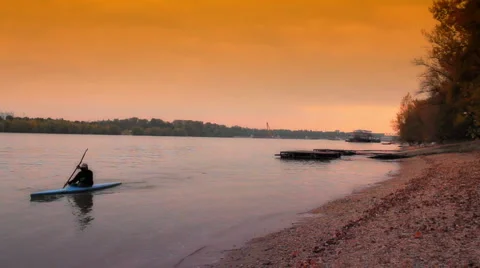 Kayaker ARTCOLORED 01 Stock Footage 910488