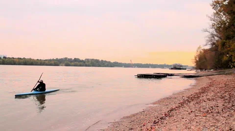 Kayaker At Fall 03 Stock Footage 917500