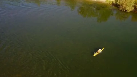 Kayaker Floating Down American River Stock Footage 146146362