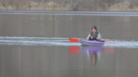 Kayaker on a Lake Video stock 46020604