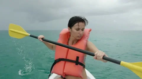 Kayaker lost at the sea Video stock 11844275