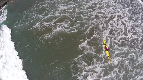 Kayaker in the Ocean, Oregon Stock Footage 101622876