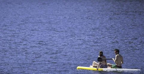 Kayaker at the pacific ocean Stock Photos