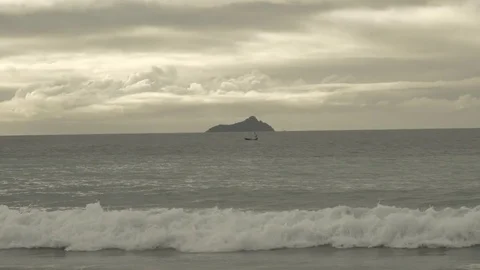 Kayaker Paddling in Ocean Video stock 79063674