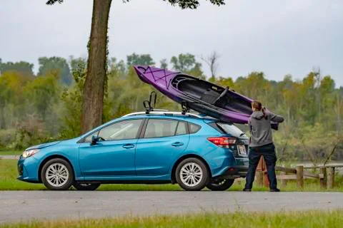 Kayaker prepares to launch Stock Photos