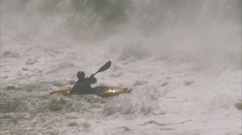 A kayaker in rapid water Stock Footage 31749242