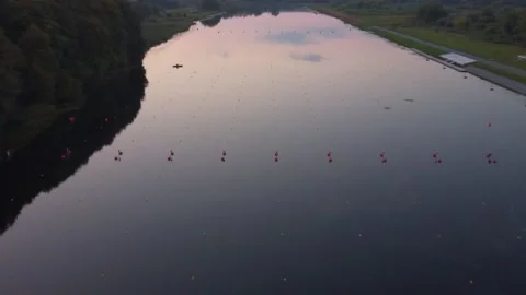 Kayaker on the rowing canal Video stock 161042601