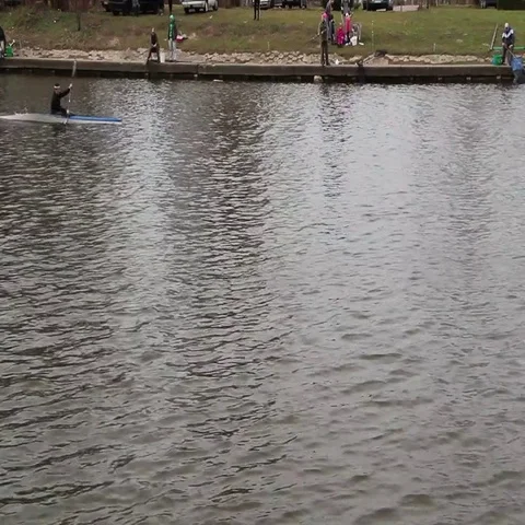 Kayakers float on the river  Stock Footage 69490063