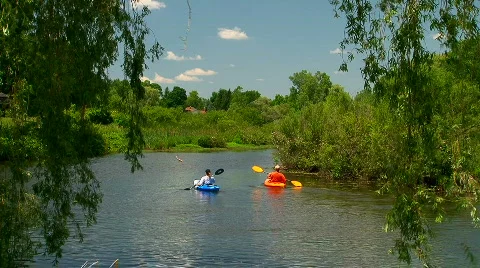 Kayakers on the Huron River Stock Footage 477054