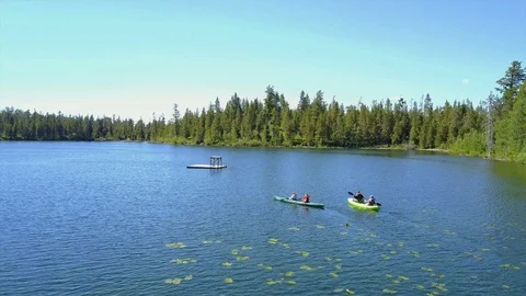 Kayakers on a lake Stock Footage 91745702