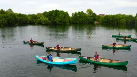 Kayakers on Lake Stock Footage 220792301