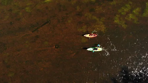 Kayakers on a river Stock Footage 138386472