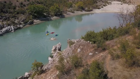 Kayakers at river valley Stock-Footage 129203384