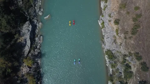 Kayakers at river valley Stock-Footage 129203907