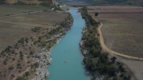 Kayakers at river valley Stock-Footage 129204166