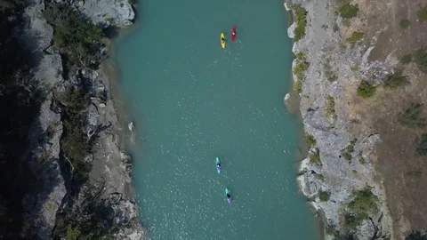 Kayakers at river valley Stock-Footage 129204291