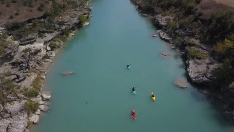 Kayakers at river valley Video stock 129204496