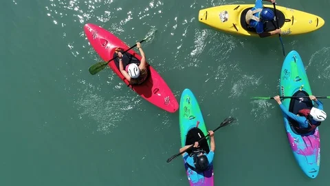 Kayakers at river valley Stock Footage 129229546