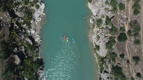 Kayakers at river valley Video stock 129230852