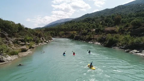 Kayakers at river valley Stock-Footage 129231517